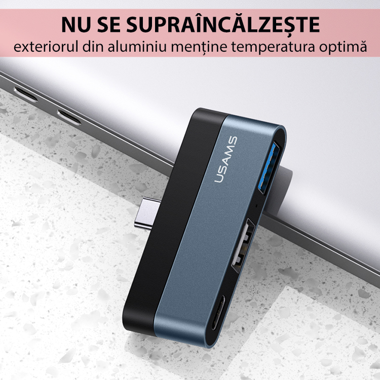 USAMS Type-C Mini HUB (Type-C + USB + Micro SD) (US-SJ491