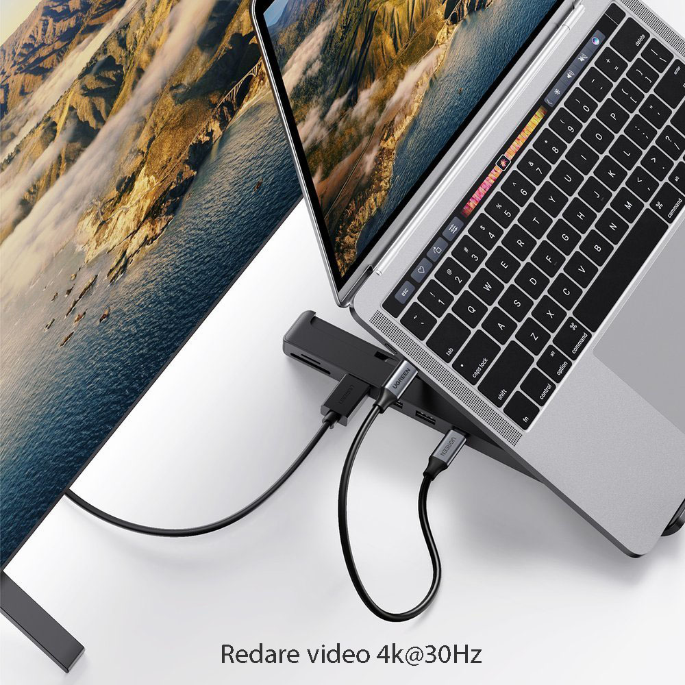 Soporte Para Laptop UGREEN USB-C a 2 x USB3.0 + HDMI+ Card reader + TF  Docking Station (80551) - Mesajil