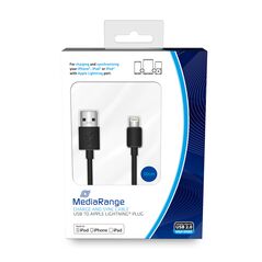 Καλώδιο MediaRange Charge and sync, USB 2.0 to Apple Lightning® plug, 50cm, black (MRCS179) έως 12 άτοκες Δόσεις