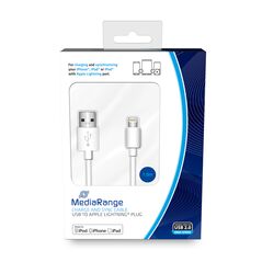 Καλώδιο MediaRange Charge and sync, USB 2.0 to Apple Lightning® plug, 1.0m, white (MRCS178) έως 12 άτοκες Δόσεις