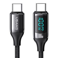 USAMS Cablu de Date Type-C la Type-C 100W, Digital Display, Fast Charge, 1.2m - USAMS U78 (US-SJ546) - Black 6958444975450 έως 12 άτοκες Δόσεις