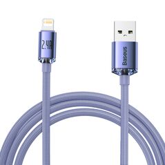 Baseus Cablu de Date USB la Lightning 2.4A, 2m - Baseus Crystal Shine (CAJY000105) - Purple 6932172602734 έως 12 άτοκες Δόσεις