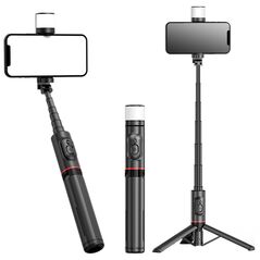 Techsuit Selfie Stick Wireless - Techsuit LED Tripod (Q12S) - Black 5949419062474 έως 12 άτοκες Δόσεις