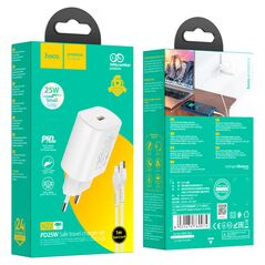 HOCO - N22 TRAVEL CHARGER PD 25W + LIGHTNING Cable White HOC-N22i-W 44906 έως 12 άτοκες Δόσεις