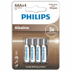PHILIPS LR03 AAA, ALKALINE BATTERY  Blister 4 τεμ PH-LR03B4 20936 έως 12 άτοκες Δόσεις