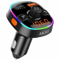 Akai FMT-52BT FM transmitter με LED, Hands Free, φορτιστή αυτοκινήτου, Bluetooth, micro SD, και 2 USB FMT-52BT 5259 έως 12 άτοκες Δόσεις