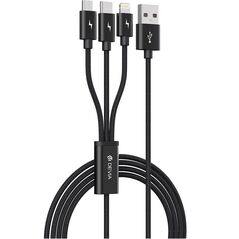 DEVIA Gracious Series 3 in 1  charging cable (micro, type-c lightning ) Black (5V 3A 1.2M) DVCB-337086 4497 έως 12 άτοκες Δόσεις
