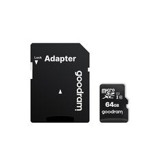 GOODRAM ΚΑΡΤΑ microSD HC 64GB + SD Adapter UHS-1 Class10 GR-MSDHC64GB-10 5299 έως 12 άτοκες Δόσεις