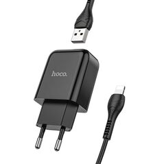 HOCO - N2 VIGOUR SINGLE USB TRAVEL CHARGER 2,1A SET LIGHTNING BLACK HOC-N2i-BK 5531 έως 12 άτοκες Δόσεις