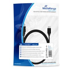 Καλώδιο MediaRange Charge and sync cable, USB 3.0 to USB Type-C plug, 1.8m, black (MRCS182) έως 12 άτοκες Δόσεις