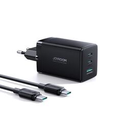 JoyRoom JoyRoom - Wall Charger (TCG01) - 2 x Type-C, USB, Fast Charging 65W with Cable Type-C to Type-C 100W - Black 6956116742539 έως 12 άτοκες Δόσεις