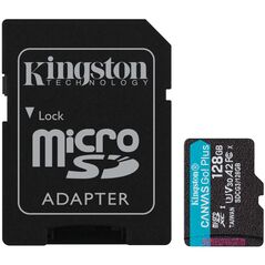 microSDXC Memory Card with adapter Kingston Canvas Go Plus, 128GB, 10 / UHS-1 U3 SDCG3/128GB (EU Blister) 324276 740617301182