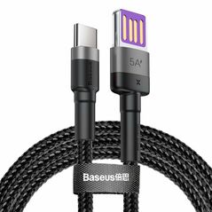 Baseus Baseus Cafule USB-C Cable Huawei SuperCharge, QC 3.0, 5A 1m (Black+Gray) 019259 έως και 12 άτοκες δόσεις