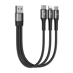 Joyroom USB cable Joyroom S-01530G11 3in1 2x USB-C / Lightning 3.5A 0.15m (black) 039207 έως και 12 άτοκες δόσεις