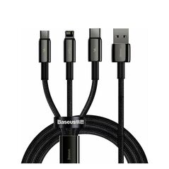 Baseus Tungsten Gold Braided USB to Type-C / Lightning / micro USB Cable 3.5A Μαύρο 1.5m (CAMLTWJ-01) (BASCAMLTWJ01) έως 12 άτοκες Δόσεις