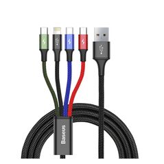 Baseus Braided USB to Lightning / 2x Type-C / micro USB Cable Πολύχρωμο 1.2m (CA1T4-B01) (BASCA1T4B01) έως 12 άτοκες Δόσεις