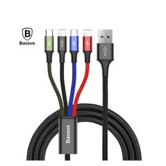 Baseus Rapid Braided USB to 2x Lightning / Type-C / micro USB Cable Πολύχρωμο 1.2m (CA1T4-A01) (BASCA1T4A01) έως 12 άτοκες Δόσεις