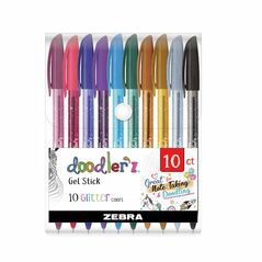 Zebra Στυλό Gel με Πολύχρωμο Μελάνι Glitter Colors 10τμχ (ZB-02619) (ZEB02619) έως 12 άτοκες Δόσεις