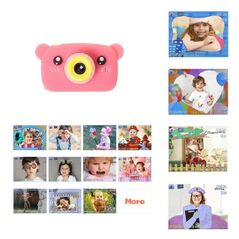 Μίνι Ψηφιακή Παιδική Φωτογραφική Μηχανή με Ελληνικό Μενού Ροζ Αρκουδάκι