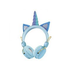Bluetooth Ασύρματα Παιδικά Ακουστικά On Ear Unicorn με Ενσωματωμένο Μικρόφωνο σε Μπλε Χρώμα