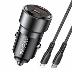 Yesido Yesido - Car Charger (Y54) - USB, Type-C, Fast Charging, 60W, with Cable USB-C to Lightning - Black 6971050269768 έως 12 άτοκες Δόσεις