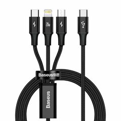 Baseus Rapid Series 3-in-1 cable USB-C For M+L+T 20W 1.5m Black (CAMLT-SC01) (BASCAMLT-SC01) έως 12 άτοκες Δόσεις
