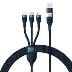 Baseus Flash Series II Braided USB to Type-C / micro USB / Lightning Cable Μπλε 1.2m (CASS030103) (BASCASS030103) έως 12 άτοκες Δόσεις