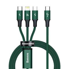 Baseus Rapid Series Braided USB to micro USB / Type-C / Lightning Cable 3A Πράσινο 1.5m  (CAMLT-SC06) (BASCAMLT-SC06) έως 12 άτοκες Δόσεις