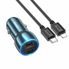 HOCO - Z48 car charger 2x Type C + cable Type C to iPhone Lightning 8-pin PD 40W sapphire blue HOC-Z48i-BL 71893 έως 12 άτοκες Δόσεις