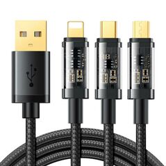 Joyroom USB cable Joyroom S-1T3015A5 3in1 USB-C / Lightning / Micro USB 3.5A 1.2m (black) 039214 6941237199997 S-1T3015A5 1.2 Black έως και 12 άτοκες δόσεις