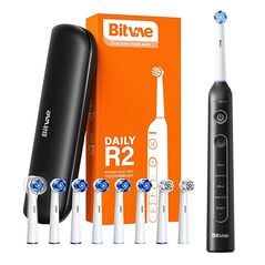 Bitvae Rotary toothbrush with tips set and travel case Bitvae R2 (black) 050691 6973734201347 R2 Black+heads+case έως και 12 άτοκες δόσεις