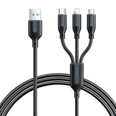 Joyroom USB cable Joyroom S-1T3018A15, 3 in 1, 3.5A/Cable 1,2m (black) 053706 6956116752309 S-1T3018A15 έως και 12 άτοκες δόσεις