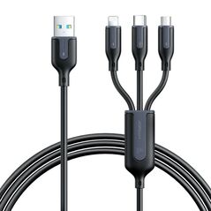 Joyroom Cable USB Multi-Use Joyroom S-1T3066A15 3w1 / 3,5A / 66W / 1,2m (black) 053661 6956116752347 S-1T3066A15 1.2m Bl έως και 12 άτοκες δόσεις