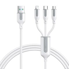 Joyroom USB cable Joyroom S-1T3066A15, 3 in 1, 66W/Cable 1,2m (white) 053662 6956116752354 S-1T3066A15 1.2m Wh έως και 12 άτοκες δόσεις