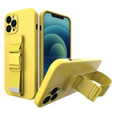 Rope case gel TPU airbag case cover with lanyard for iPhone 13 mini yellow 9145576218037
