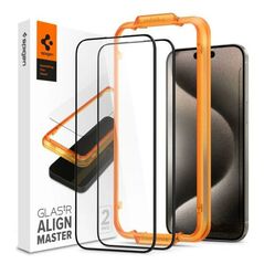 Tempered Glass Full Face Spigen Glas.tR Align Master Apple iPhone 15 Pro Max Μαύρο (2 τεμ.) 8809896751995 8809896751995 έως και 12 άτοκες δόσεις