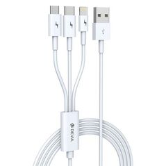 Καλώδιο Σύνδεσης USB 2.0 3in1 Devia EC141 USB A σε micro USB & USB C & Lightning 1.2m Smart Λευκό 6938595329975 6938595329975 έως και 12 άτοκες δόσεις