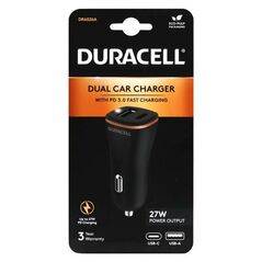 Φορτιστής Αυτοκινήτου Duracell με Έξοδο USB A & Έξοδο USB C PD 3.0 27W Μαύρο-Μπρονζέ 5056304310692 5056304310692 έως και 12 άτοκες δόσεις