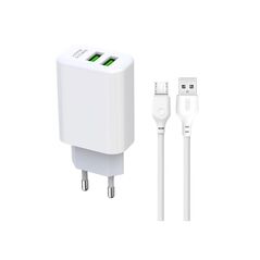 XO - L85 wall charger 2x USB 2,4A + Lightning cable white XO-L85Ci-W 75425 έως 12 άτοκες Δόσεις