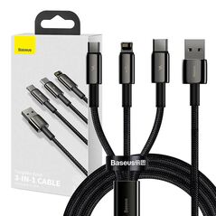 Baseus USB cable 3in1 Baseus Tungsten Gold, USB to micro USB / USB-C / Lightning, 3.5A, 1.5m (black) 025726  CAMLTWJ-01 έως και 12 άτοκες δόσεις 6953156204973
