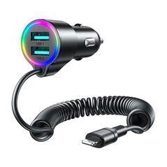 Joyroom Car charger Joyroom JR-CL25, 2x USB + Lightning cable (black) 044733  JR-CL25 έως και 12 άτοκες δόσεις 6956116722647