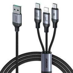 Joyroom Cable Speedy  USB Joyroom SA21-1T3, 3 in 1/ 100W/Cable 1.2m (black) 053870  SA21-1T3 100W 1.2m έως και 12 άτοκες δόσεις 6941237100375