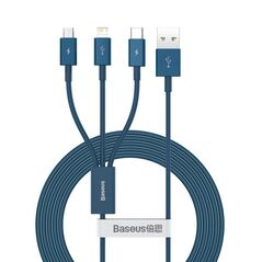 Baseus Superior Series Regular USB to micro USB / Type-C / Lightning Cable 3.5A Blue 1.2m (CAMLTYS-03) (BASCAMLTYS-03) έως 12 άτοκες Δόσεις