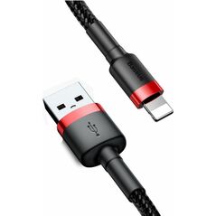 Baseus Cafule Braided USB to Lightning Cable Black/Red 2m (CALKLF-C19) (BASCALKLF-C19) έως 12 άτοκες Δόσεις