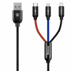 Baseus 3in1 Cable USB-C / Lightning / Micro 3,5A 0,3m Black (CAMLT-ASY01) (BASCAMLT-ASY01) έως 12 άτοκες Δόσεις