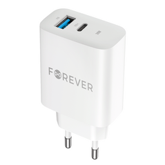 Forever TC-07-30AC PD QC charger 1x USB-C 1x USB 30W white