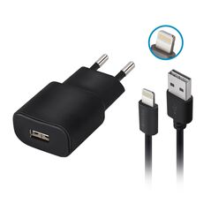 Forever TC-01 charger 1x USB 2A black + Lightning cable 5900495623324