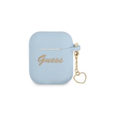 Guess case for Airpods / Airpods 2 GUA2LSCHSB blue Silicone Heart Charm 3666339039035