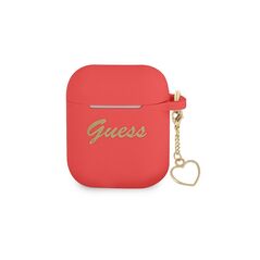 Guess case for Airpods / Airpods 2 GUA2LSCHSR red Silicone Heart Charm 3666339039097