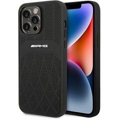 AMG case for iPhone 14 Pro Max 6,7&quot; AMHMP14XOSDBK black hard case Leather Curved Lines MagSafe 3666339071974